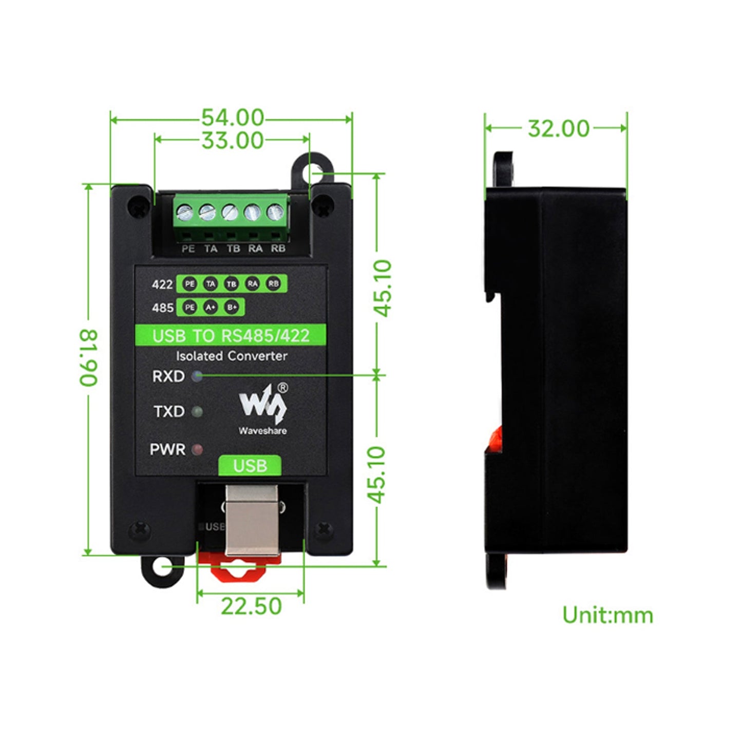 Convertitore isolato di livello industriale Circuiti multiprotezione da USB a RS485/RS422