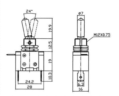 1Pcs 2 Terminale 4Pin ON-OFF 15A 250V Interruttore a levetta Avvio DPST Grado industriale