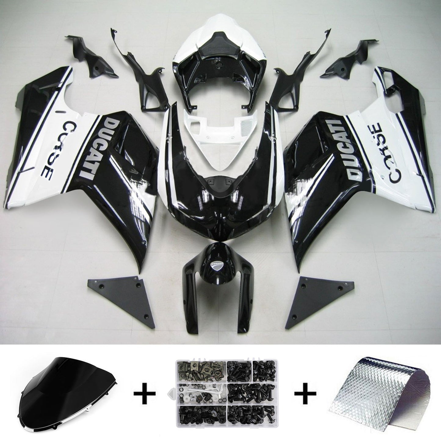 Amotopart Ducati 2007-2011 1098/1198/848 kit di carenatura bianca mix nera