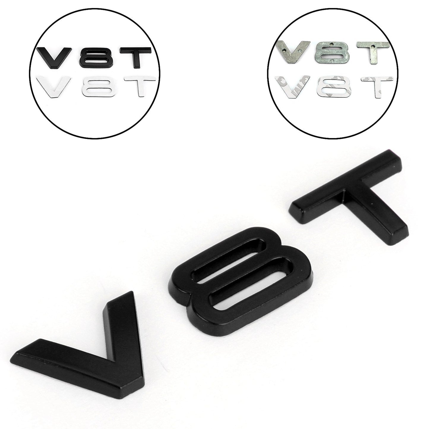 Distintivo dell'emblema V8T adatto per AUDI A1 A3 A4 A5 A6 A7 Q3 Q5 Q7 S6 S7 S8 S4 SQ5 nero generico