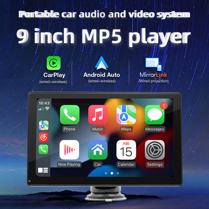 Lettore MP5 per auto da 9" Apple Carplay/Android Auto Auto Radio Bluetooth 4 Fotocamera LED