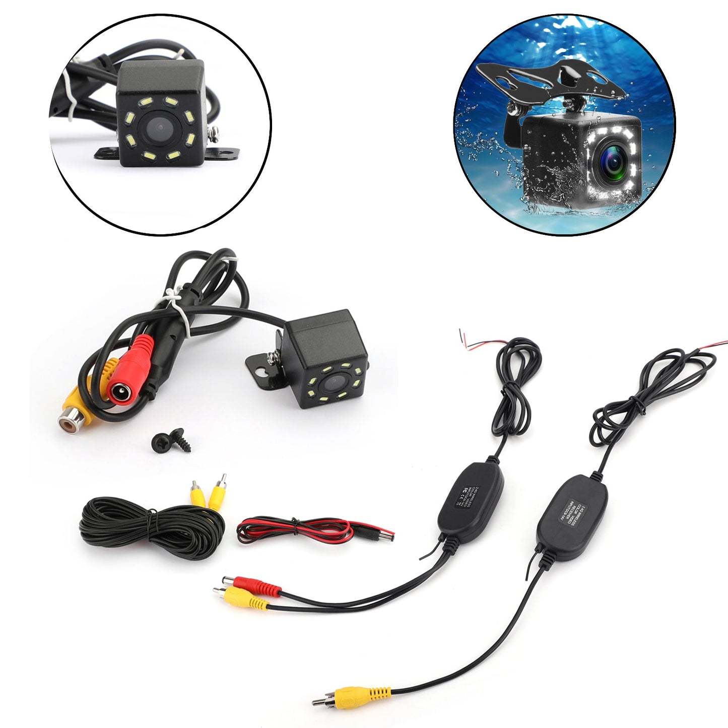 Trasmettitore e ricevitore video wireless HD + 8LED HD Backup Camera Car Rear Vista laterale anteriore 2,4 GHz Generico