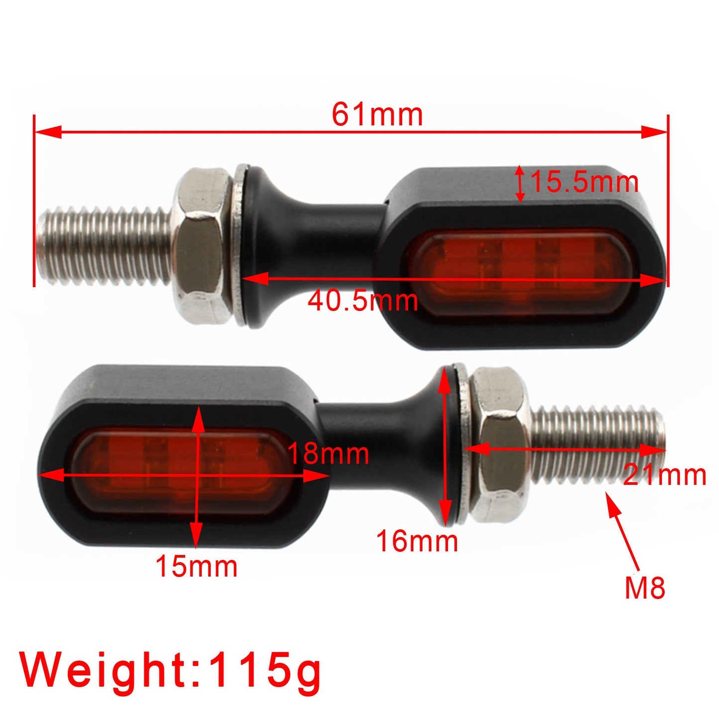 Indicatore di direzione a LED posteriore Mini E Mark per Sportster Touring Dyna Softail Generico