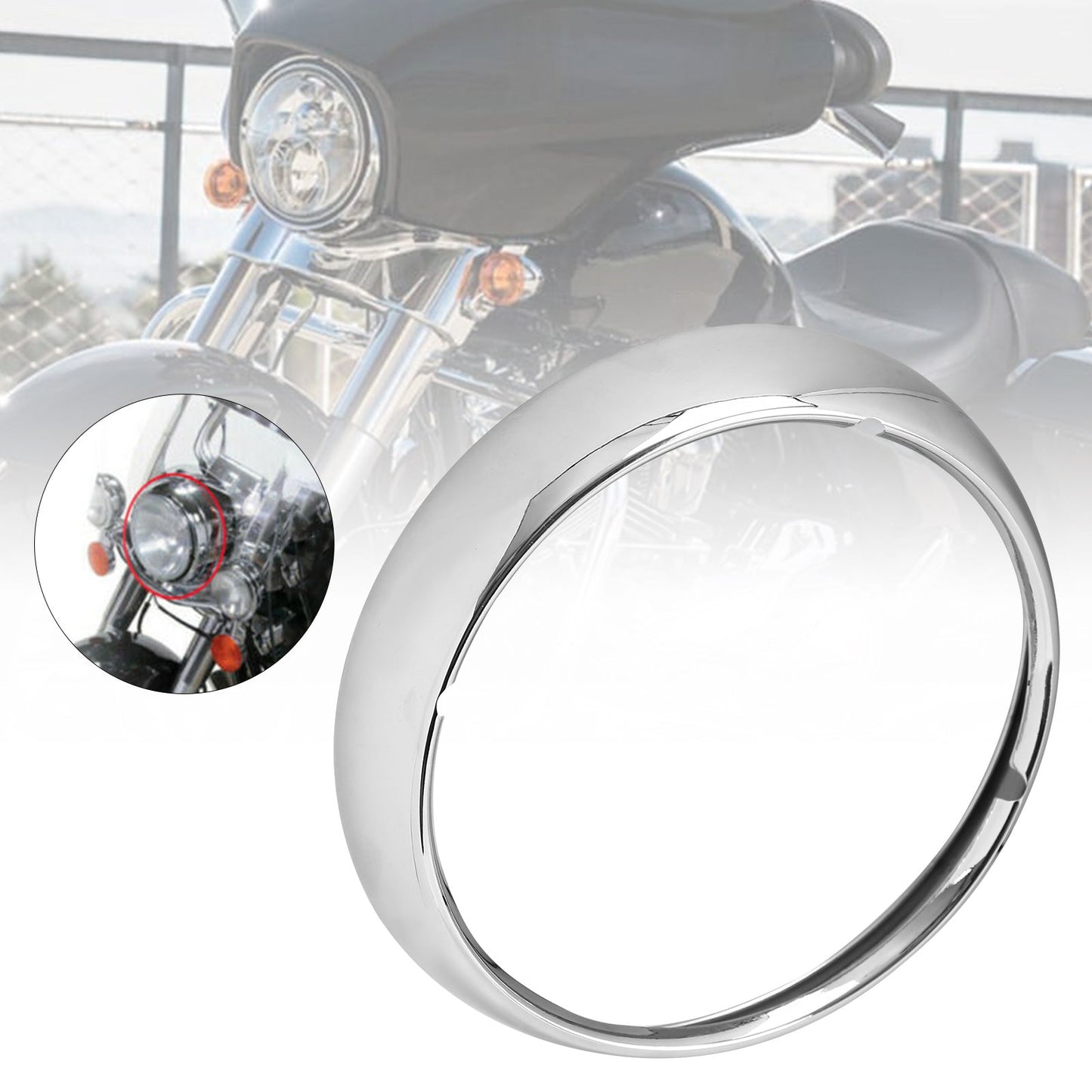 7" Chrome Headlight Trim Ring Light Cover per Touring Road King 67712-83A Generico