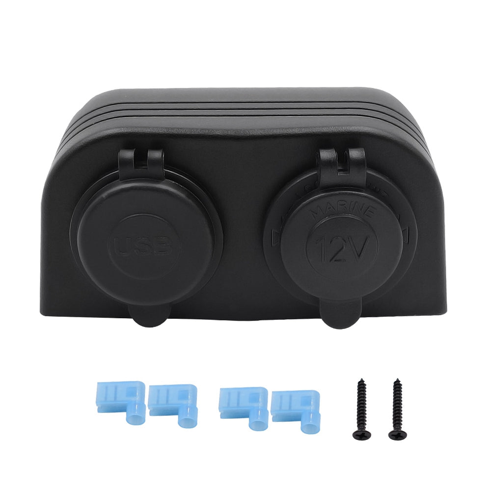 Caricabatterie 2 in 1 + accendisigari 12V/24V Pannello a 2 fori adatto per auto da barca
