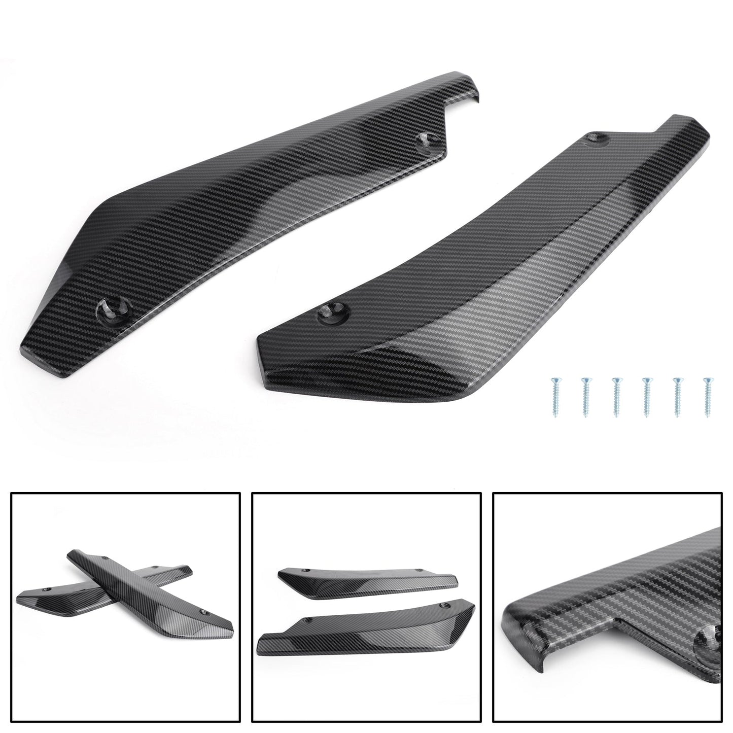 2PCS Car Rear Bumper Fin Canard Splitter Diffusore Valence Spoiler Lip Carbon Fiber Look Generico