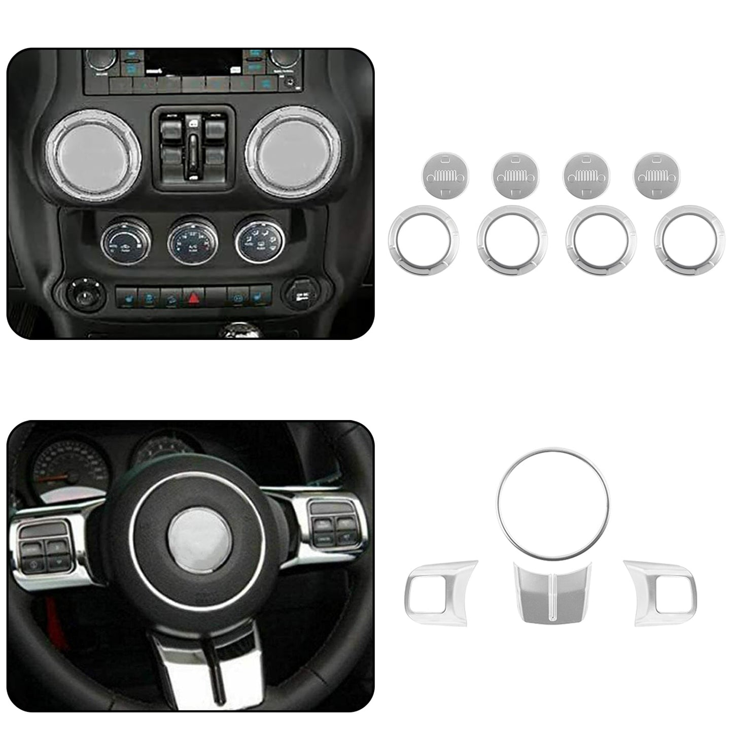 28Pcs Argento Set Completo Decorazione Interni Trim Kit Per Wrangler JK JKU 2011-2018 Generico