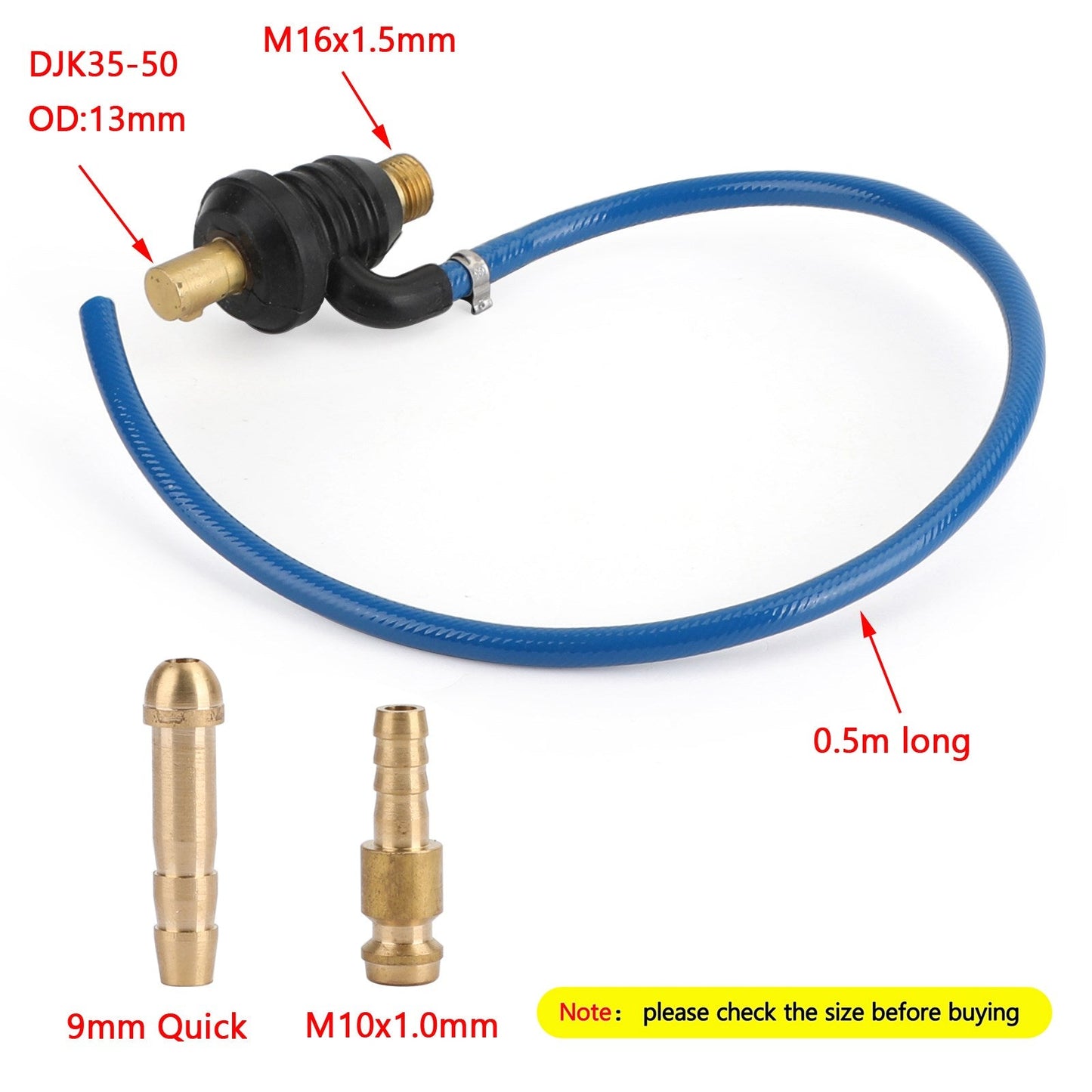 Adattatore per gas di alimentazione torcia TIG 35-50 12 mm M10 Gas per M16 x 1,5 mm WP-17/18/26