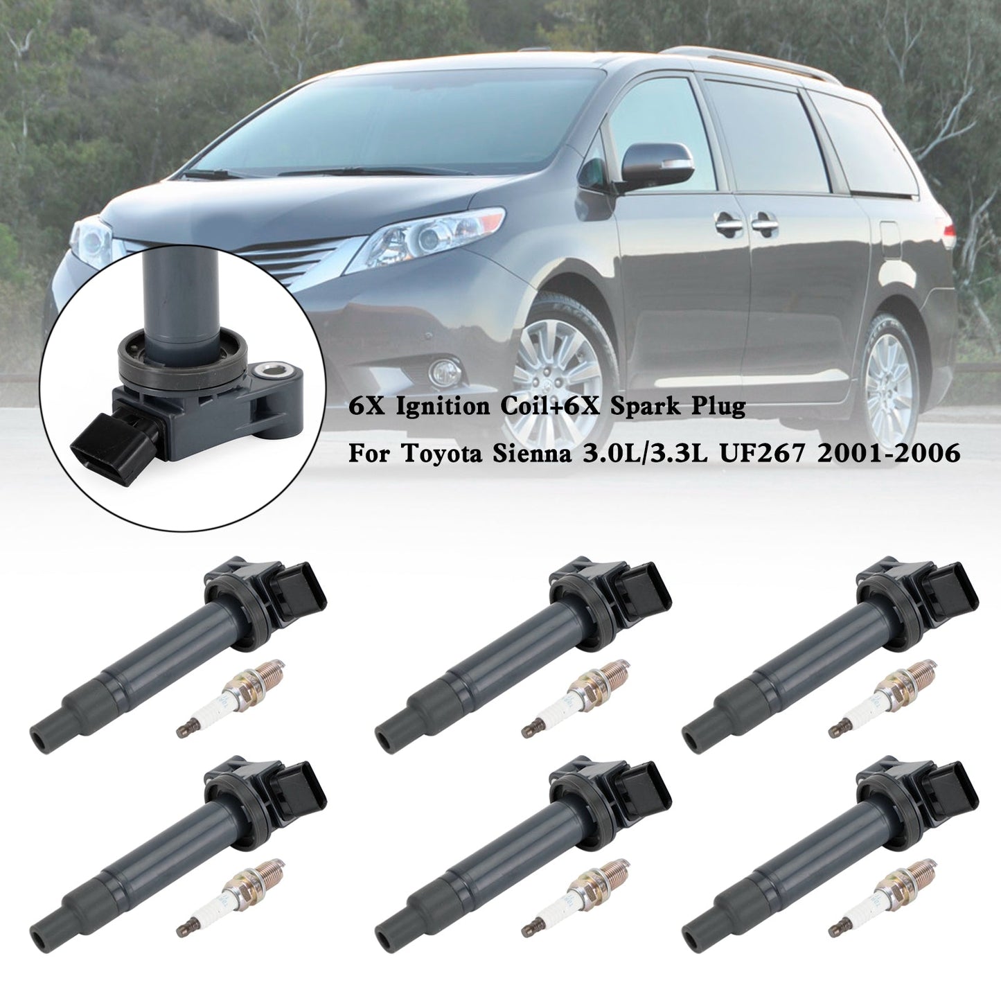2006-2008 Lexus RX400h 3.3L V6 6X Bobina di accensione + 6X Candela 90919-02234 C-528 C1175 GN10536 UF267