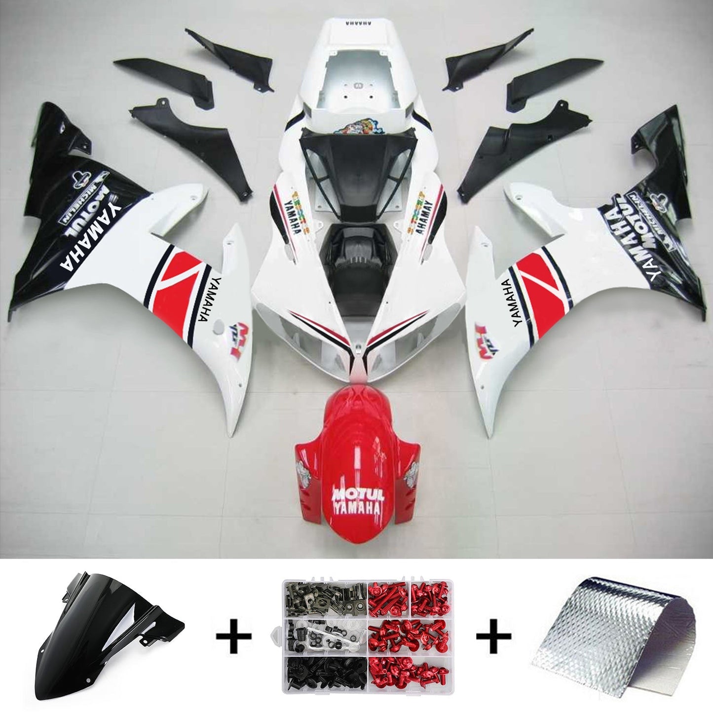 Amotopart Yamaha 2002-2003 YZF 1000 R1 Wei? Con kit di rivestimento rosso