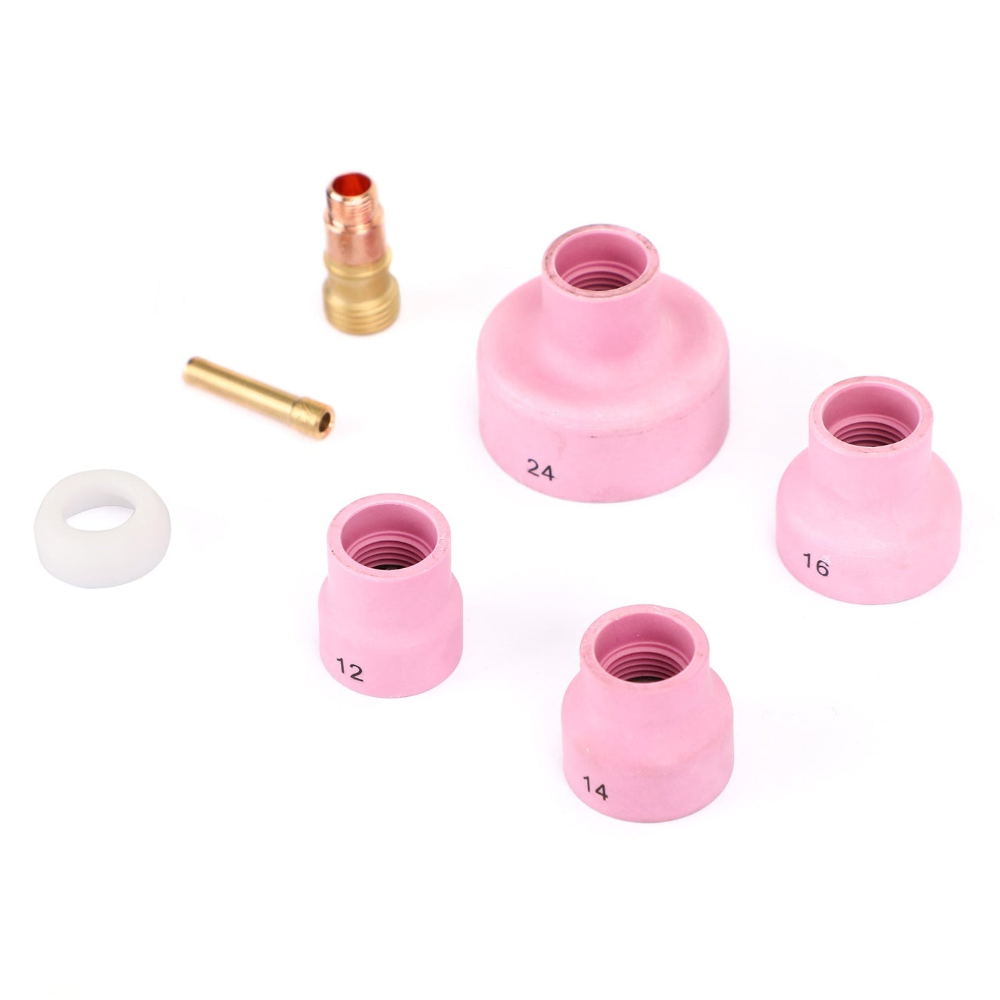 7Pcs TIG Welding Torch Stubby Gas Lens Kit tazza in ceramica per WP-17/18/26