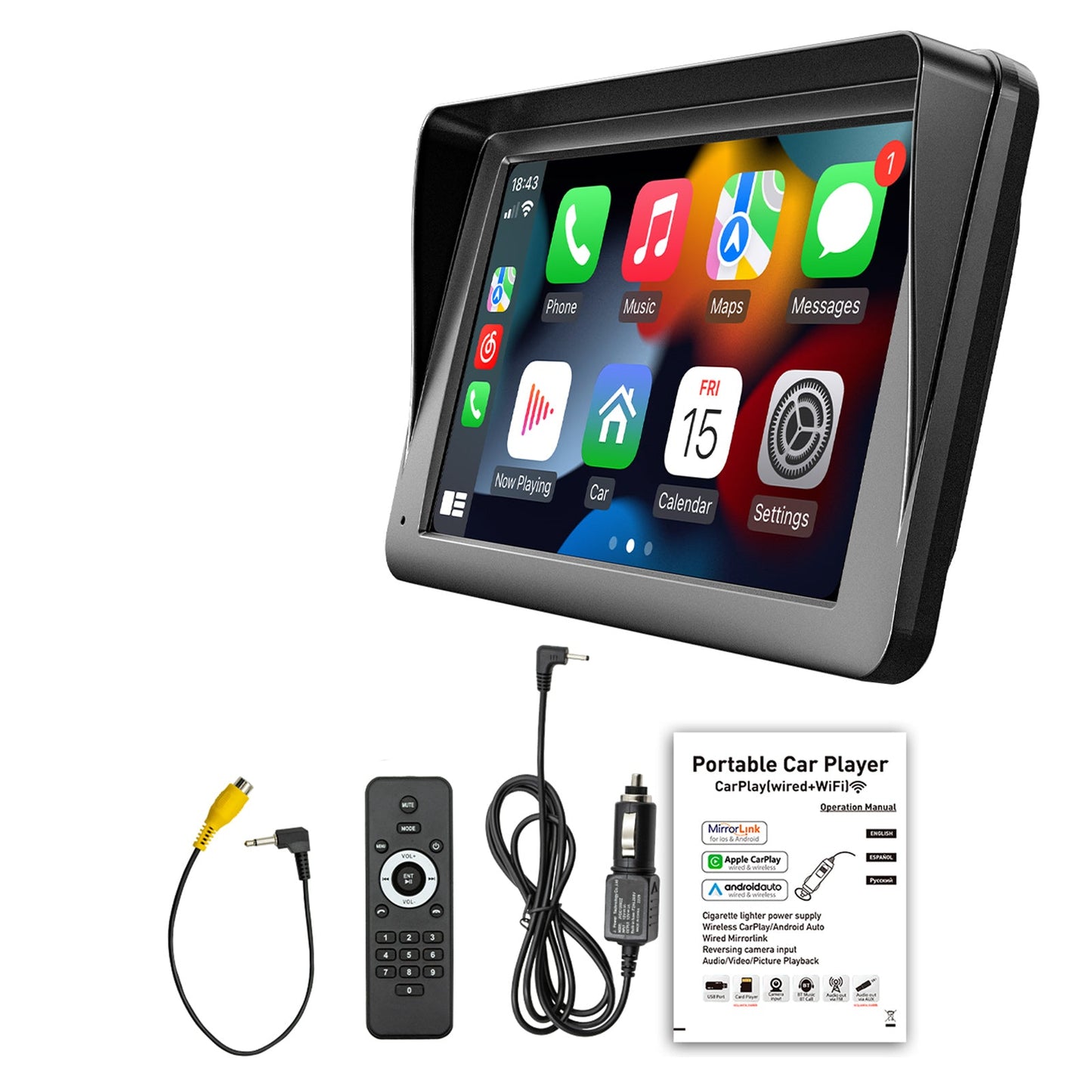 Telecomando per parasole Bluetooth multimediale per auto MP5 wireless Carplay da 7 pollici