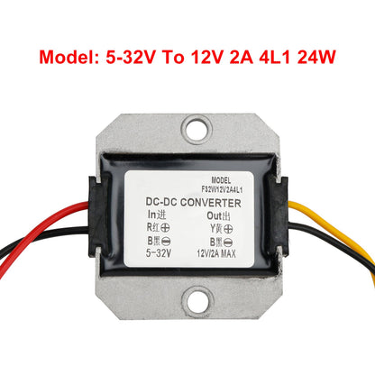 Regolatore convertitore di alimentazione di tensione CC impermeabile (5-32 V) a 12 V 2/3 A