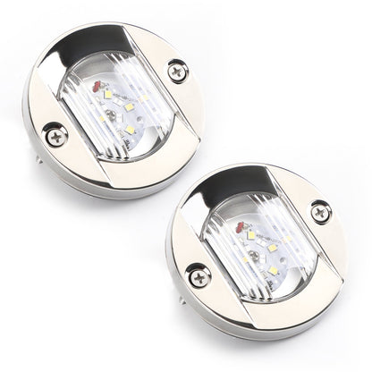 2PCS LED Marine Boat Yacht Specchio di poppa Cromo Ancora Luce di poppa Rotonda 2835-SMD 12V