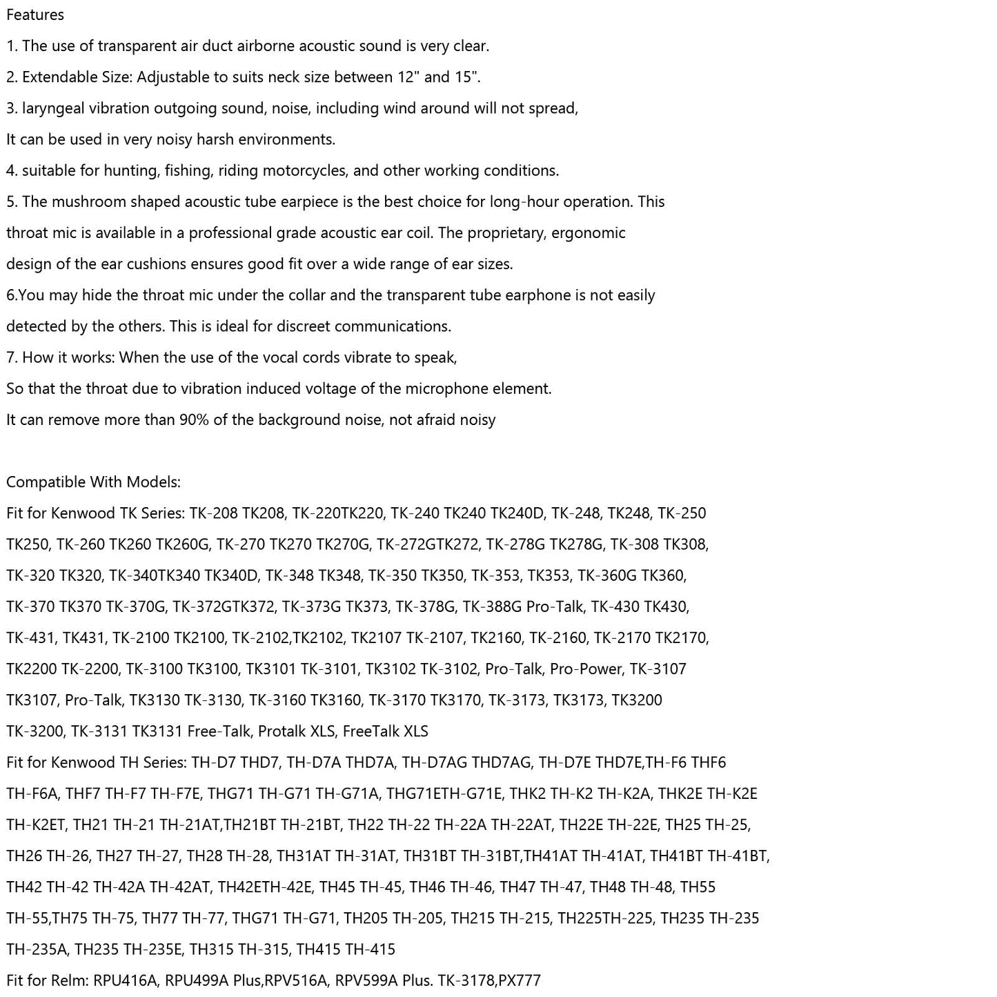 Gola Microfono Microfono Auricolare Adatto per TK3107 TK3207 TK3160 BaoFeng UV5R UV-82