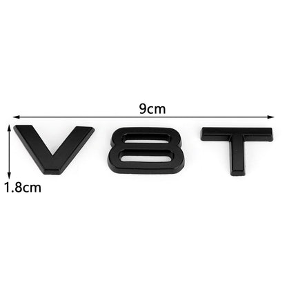 Distintivo dell'emblema V8T adatto per AUDI A1 A3 A4 A5 A6 A7 Q3 Q5 Q7 S6 S7 S8 S4 SQ5 nero generico