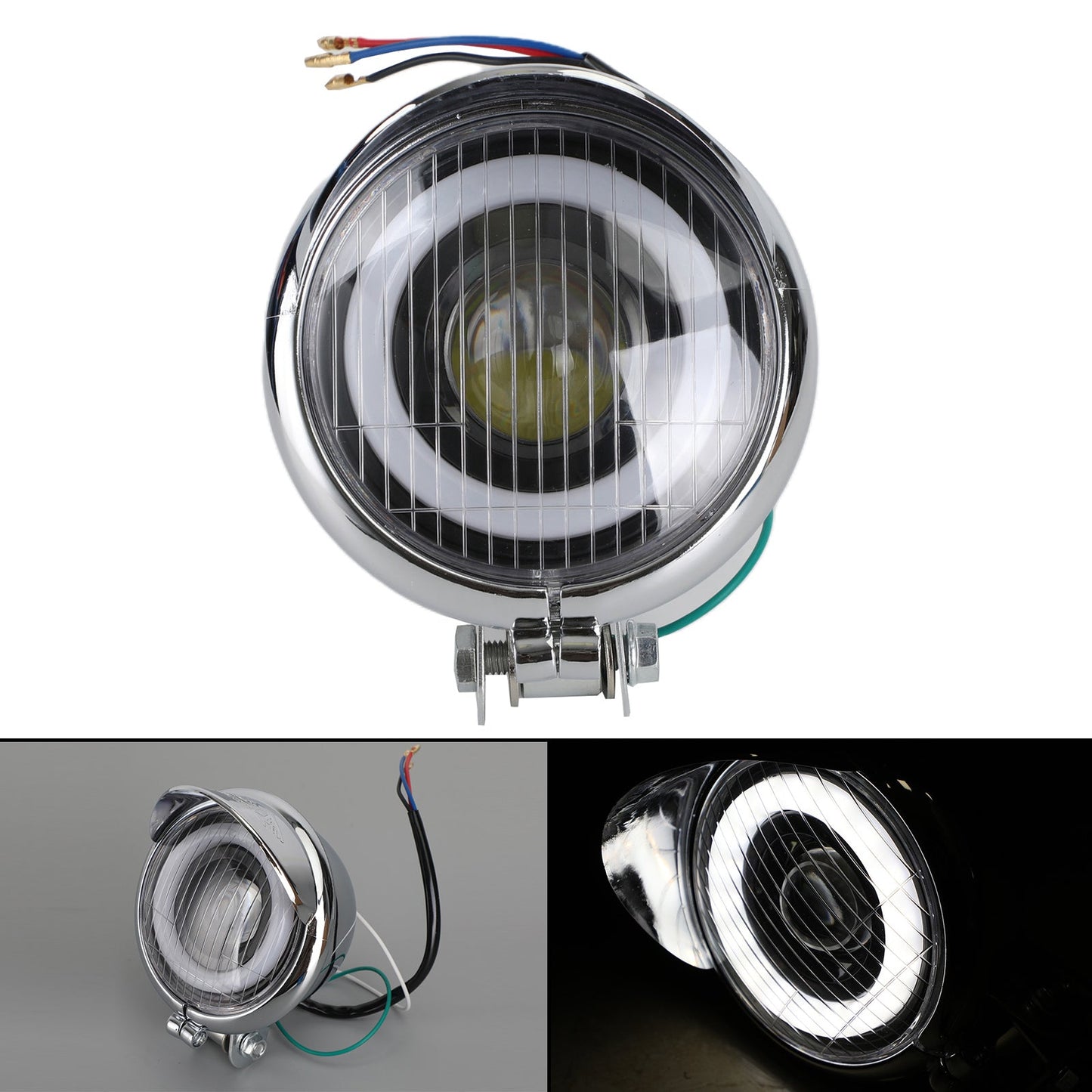 5 pollici faro moto cromato Halo Ring DRL per Cafe Racer Custom Bike generico