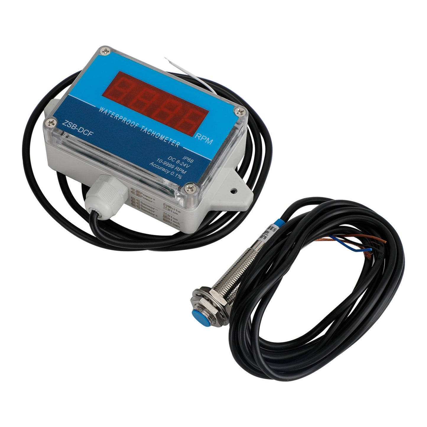 DC 8-24V Hall Contagiri Digital LED Misuratore di velocità del motore Tester IP68 Impermeabile