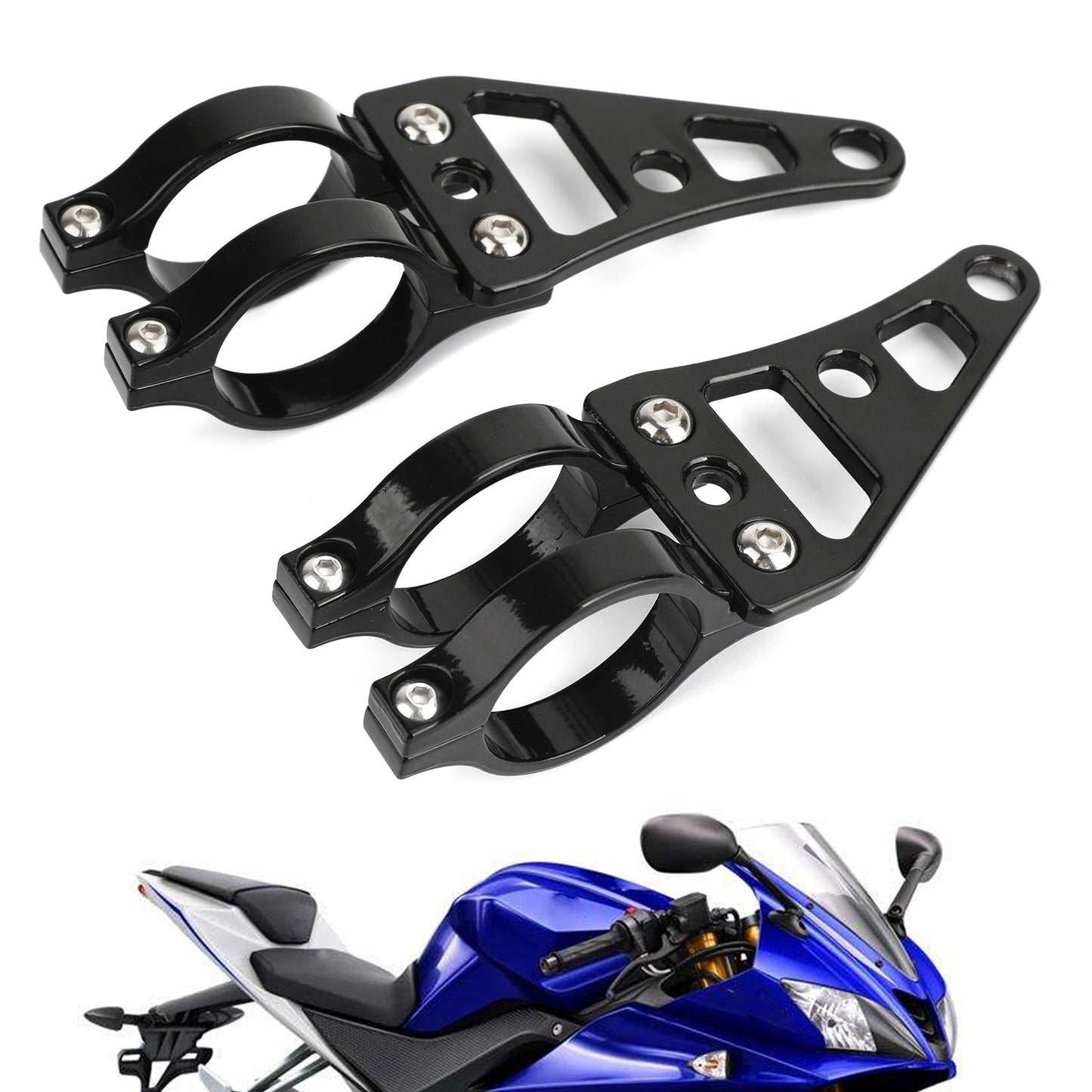Le migliori offerte per Universal 41mm Headlight Mount Bracket Fork Ear Chopper Cafe Racer Black Generic