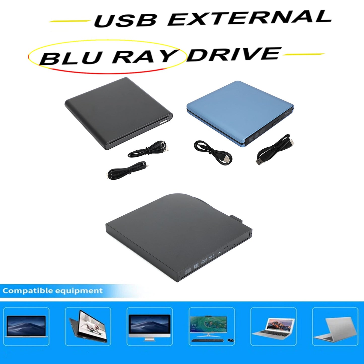 Slot per masterizzatore Blu ray USB esterno BD-R BD DVD CD RW Disc Writer Lettore di film