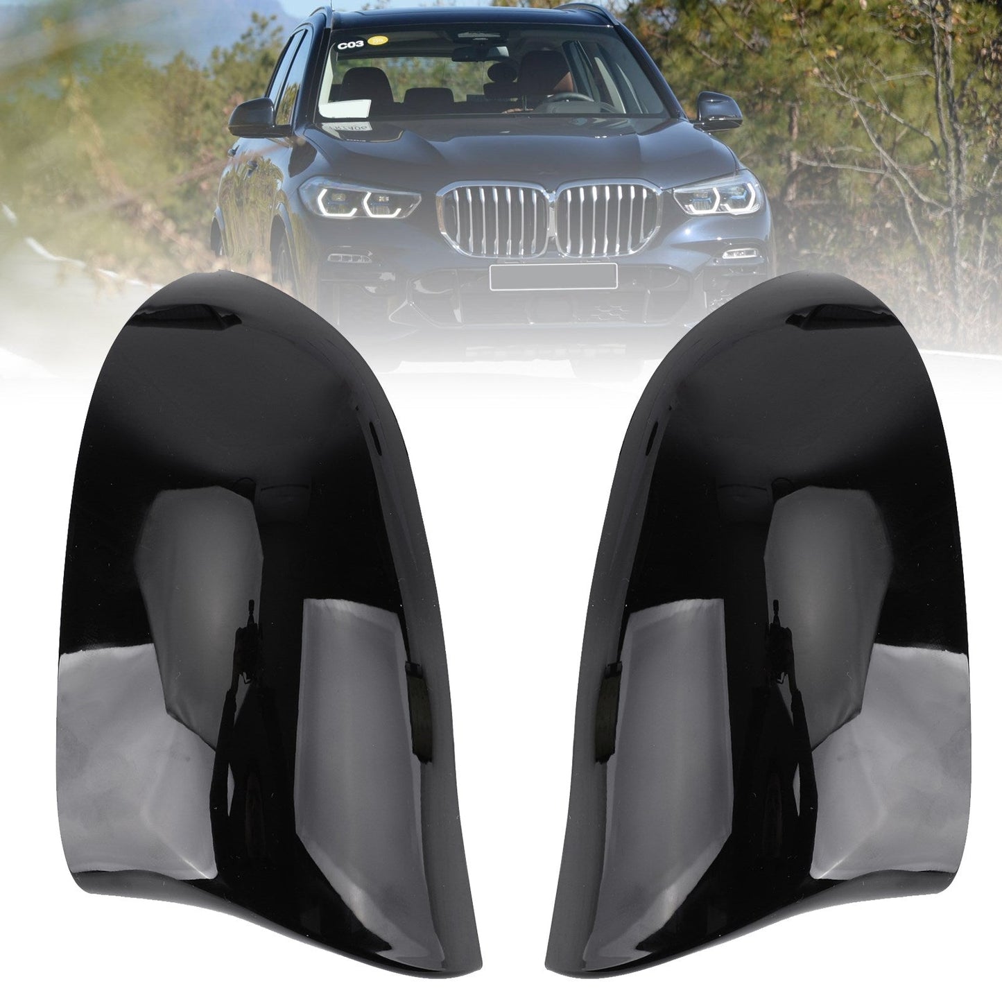 Tappi copri specchietto laterale nero lucido stile M per BMW X5 F15 X6 F16 28i 35i 14-18 generico