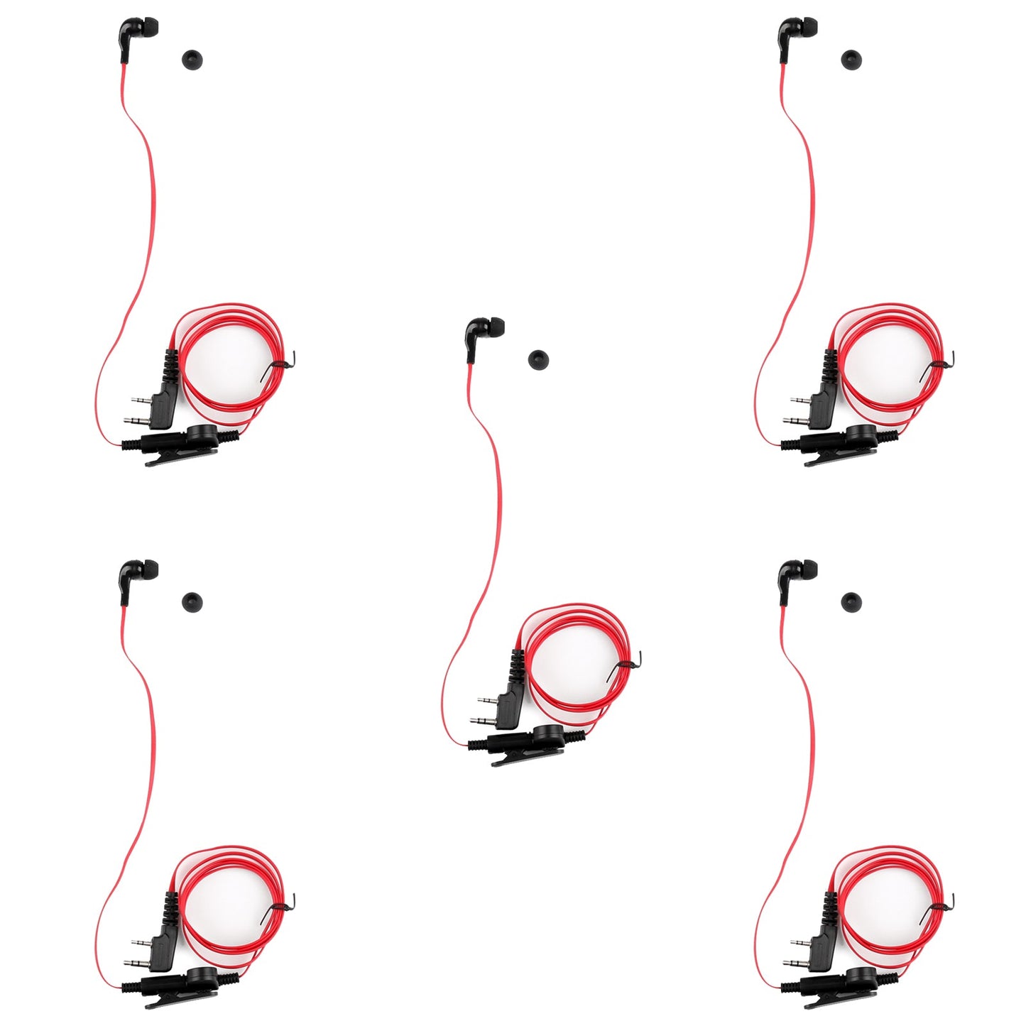 5x Auricolare Auricolare Per Kenwood BAOFENG TYT LINTON UV-5R TG-UV2 Bidirezionale Rosso