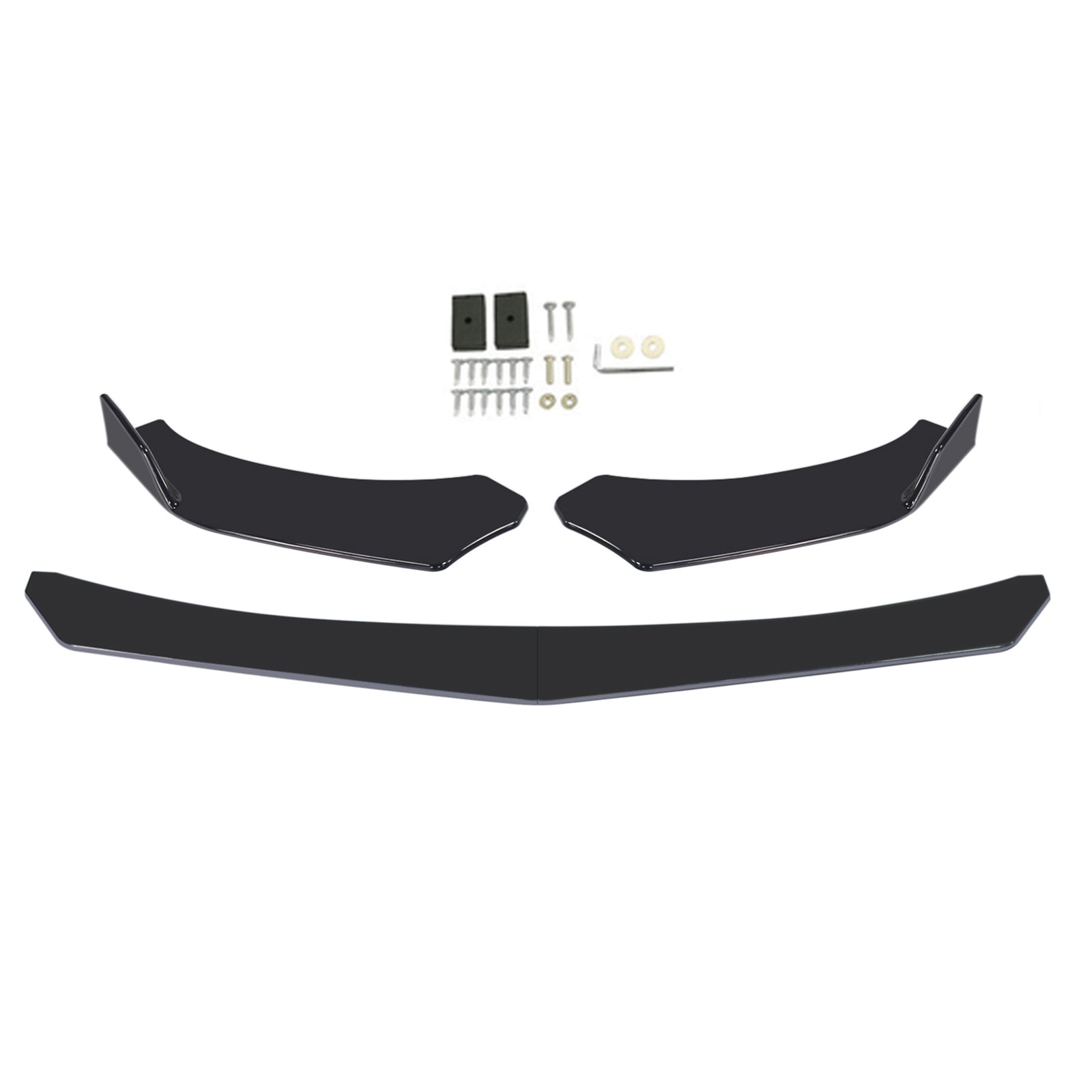 Kit 3 Spoiler Paraurti Anteriore Universale In ABS Nero, Per Auto, Resistente E Facile Installazione
