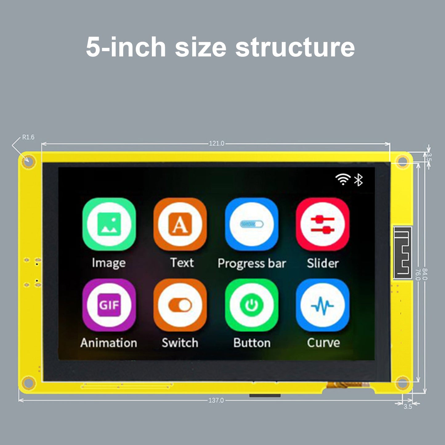 Scheda di sviluppo ESP32-S3 Schermo capacitivo LCD da 5" 7" Wifi Bluetooth MCU LVGL