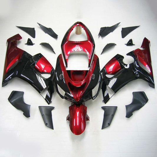 Amotopart Kawasaki 2005-2006 ZX6R 636 Kit di rivestimento rosso nero