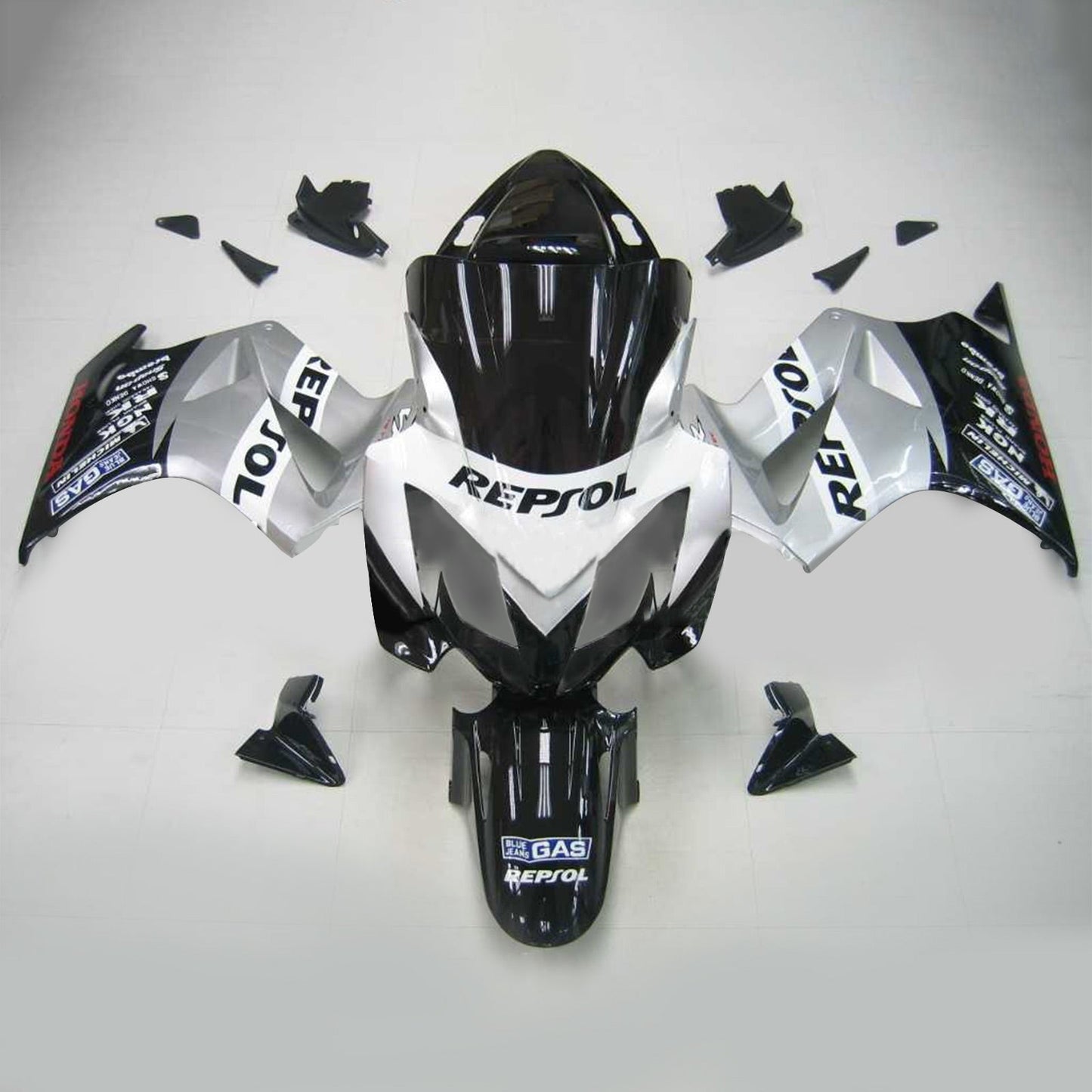 Amotopart 2002-2012 Honda VFR800 Sliver e kit di carenatura nera