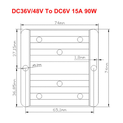 Regolatore convertitore di alimentazione step-down impermeabile DC 36V/48V a 6V 15A 90W