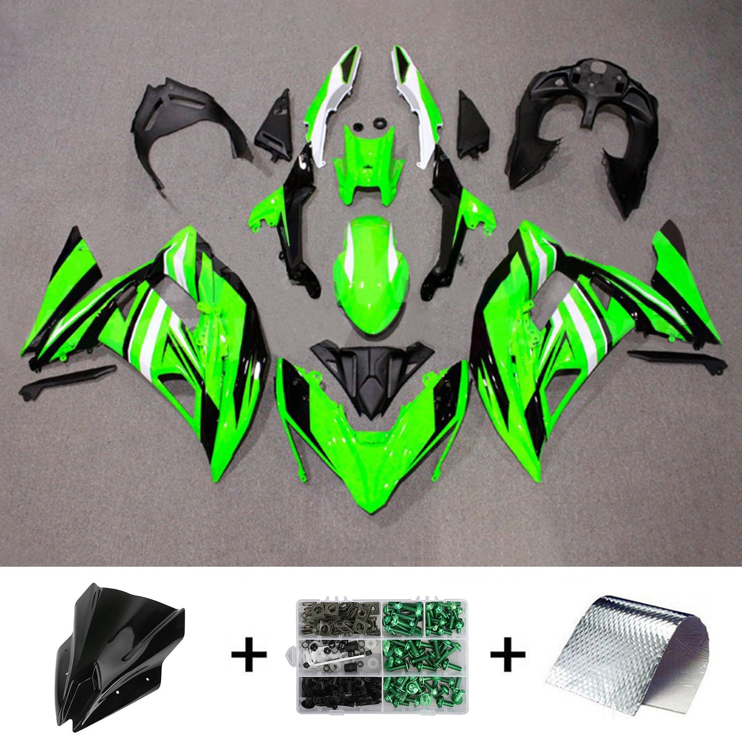 Amotopart Kawasaki ER6F/Ninja650R 2017-2019 Kit carena Carrozzeria Plastica ABS