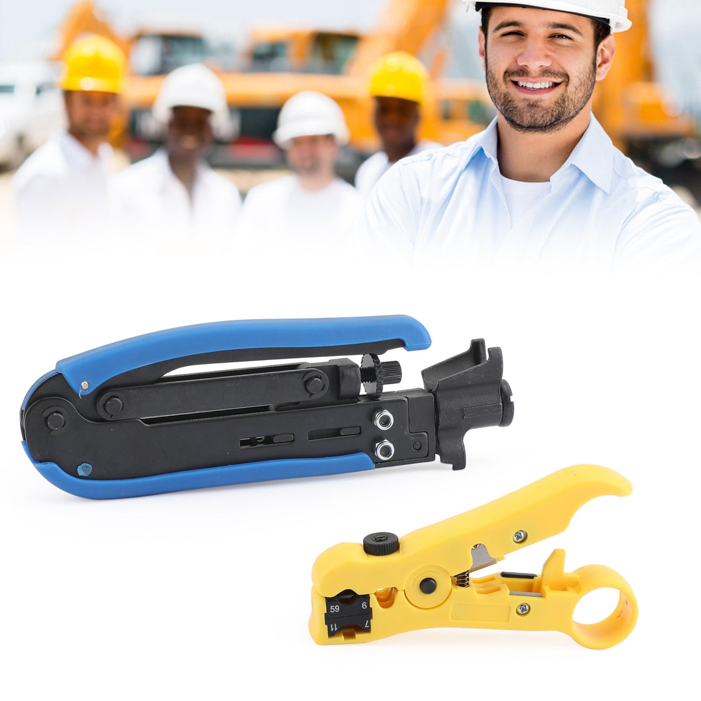 Strumento di compressione F RG59 RG6 RG11 Connettore + cavo coassiale crimpatrice coassiale spelafili