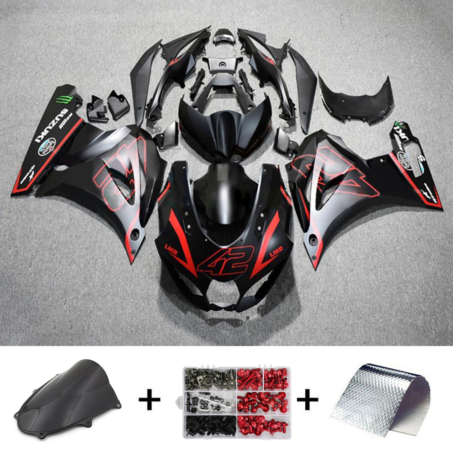 Amotopart Suzuki GSXR1000 2017-2023 K17 Kit carena Carrozzeria Plastica ABS