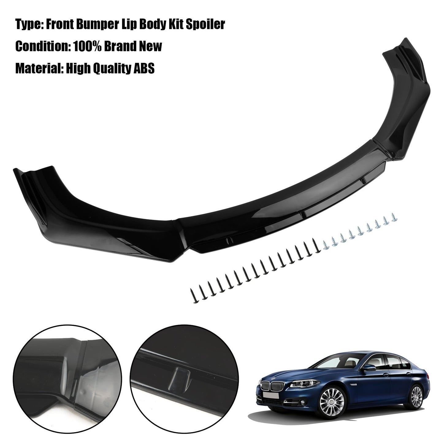 4 pezzi protezione diffusore splitter kit corpo labbro paraurti anteriore universale per auto nero