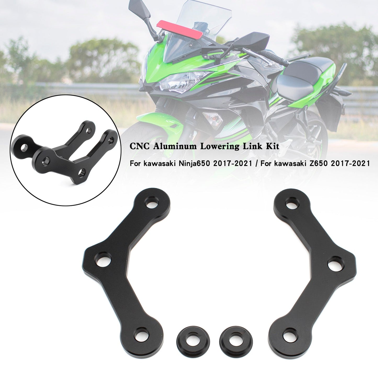 20mm Kawasaki Ninja650 Z650 2017-2021 Kit collegamento abbassamento in alluminio CNC