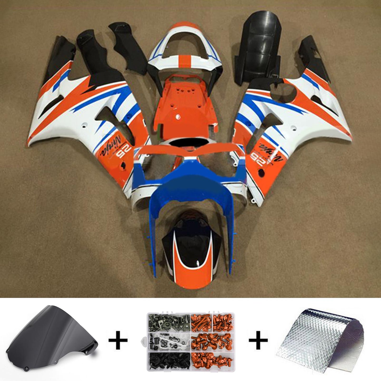 Amotopart Kawasaki ZX6R 636 2003-2004 Kit Carena Carrozzeria Plastica ABS