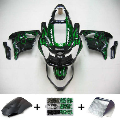 Amotopart Kawasaki ZX9R 2000-2001 kit di rivestimento verde nero