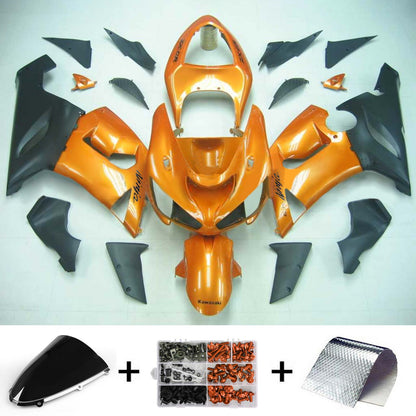 Amotopart Kawasaki 2005-2006 ZX6R 636 Orange con kit di rivestimento nero