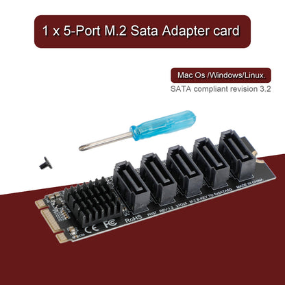 Adattatore da M.2 a SATA 3.0 JMB585 Scheda di espansione per disco rigido a 5 porte per PH56