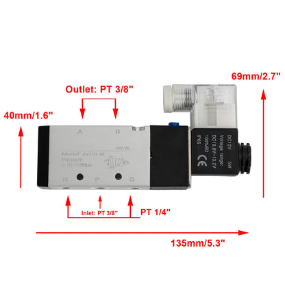 Elettrovalvola elettrica pneumatica a solenoide 4V310-10 2 posizioni 5 vie PT 3/8"