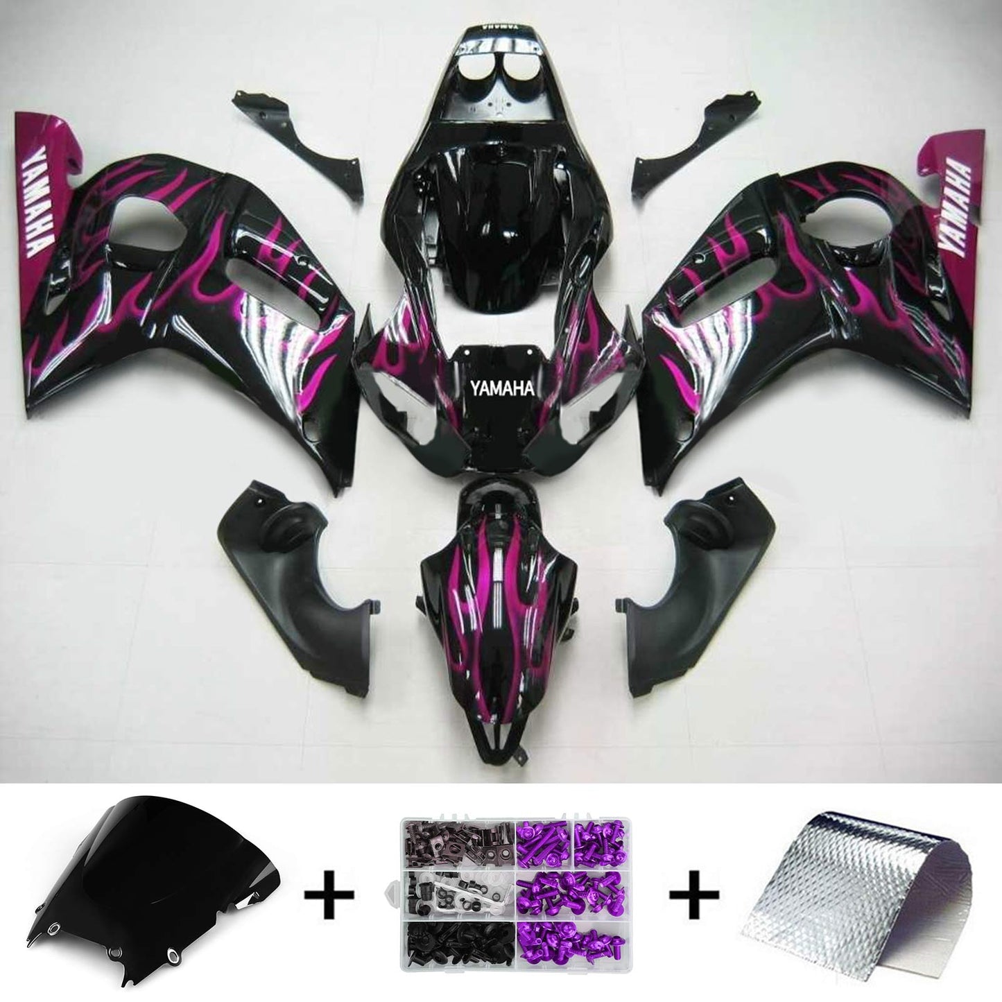 Amotopart Yamaha 1998-2002 YZF 600 R6 Kit di carenatura rosa nera