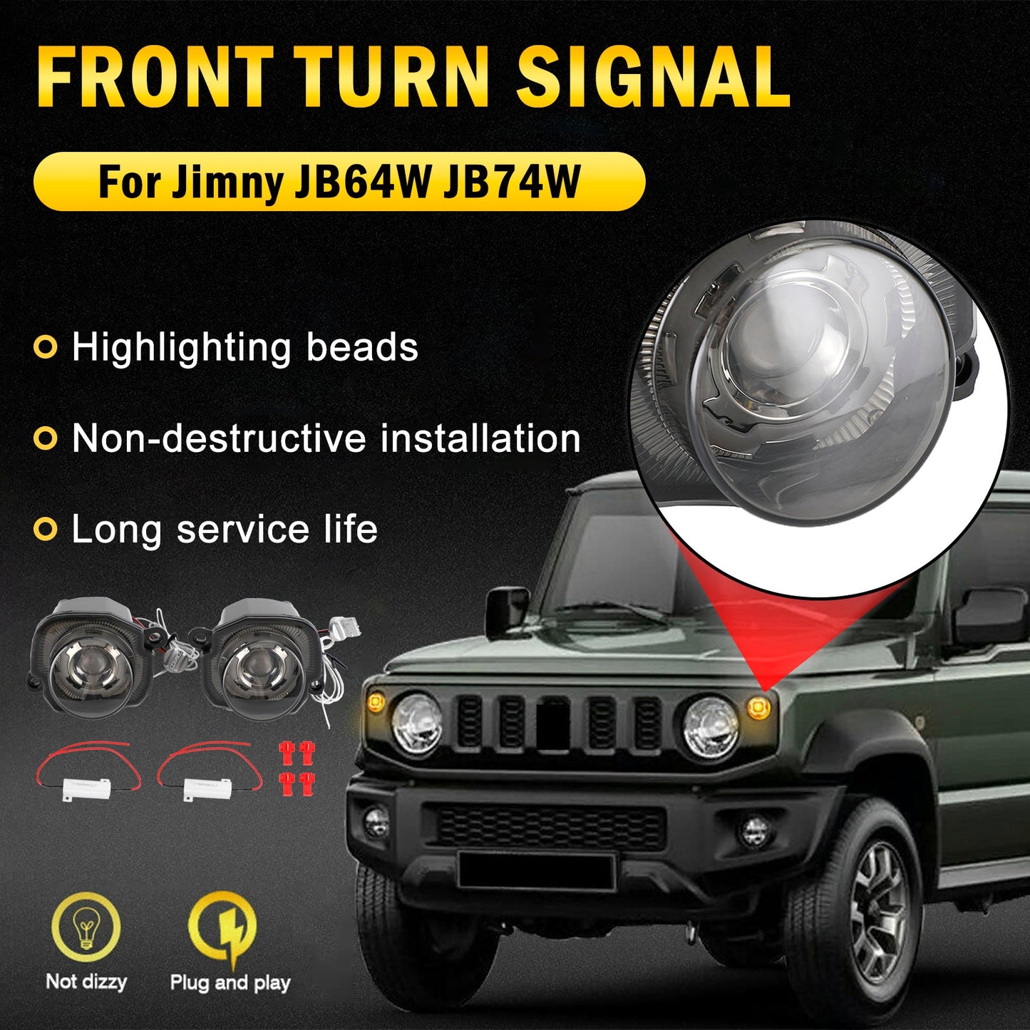 2019-2021 Suzuki Jimny JB64 JB74 coppia di indicatori di direzione anteriori affumicati