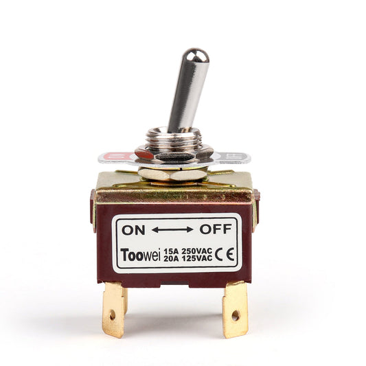 1Pcs 2 Terminale 4Pin ON-OFF 15A 250V Interruttore a levetta Avvio DPST Grado industriale