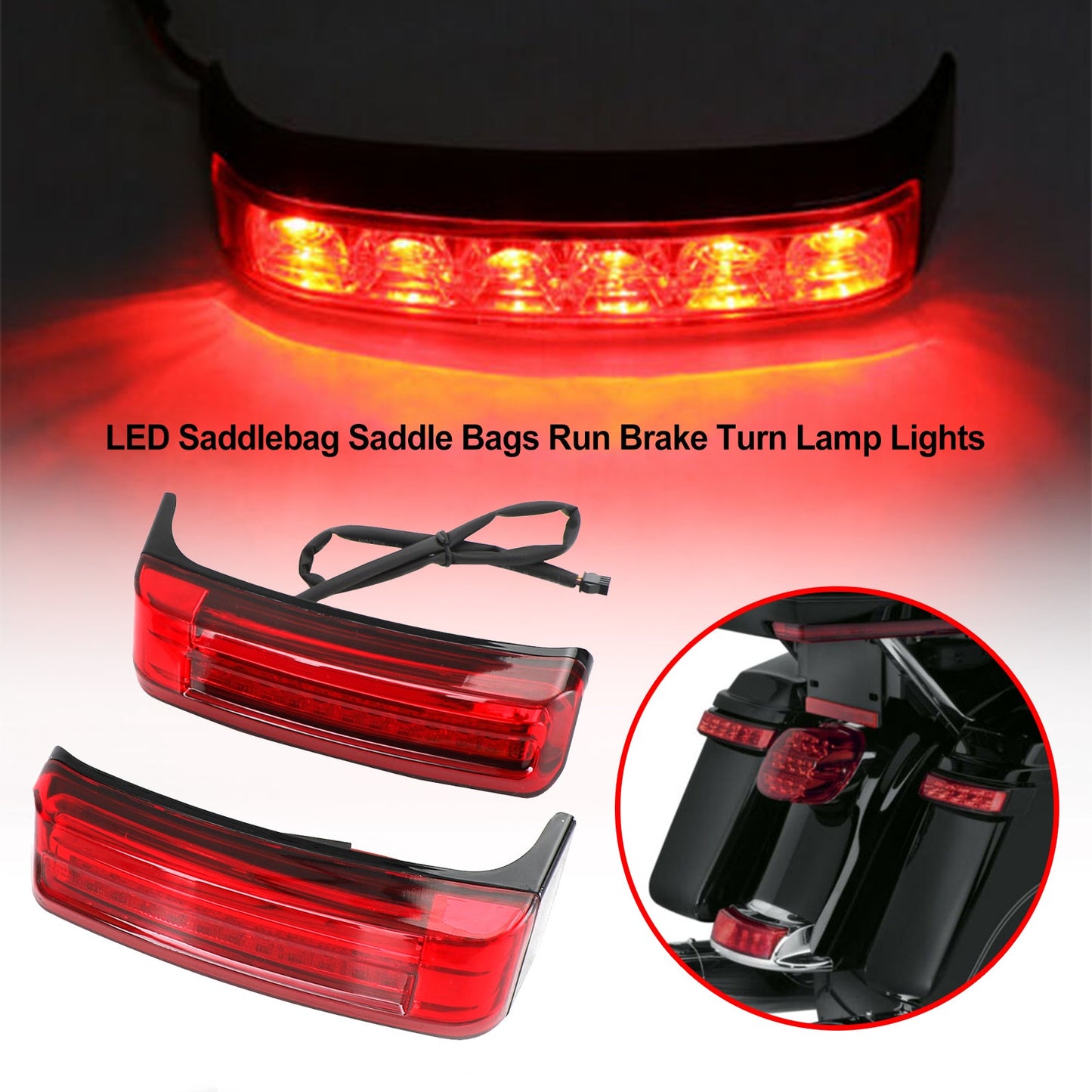 LED Bisaccia Borse da sella Run Brake Turn Lamp Lights per Touring 2014-2021 Generico