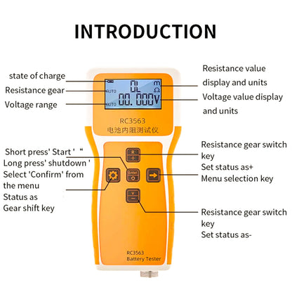 RC3563 Rilevatore del tester di tensione della resistenza interna del misuratore di tensione della batteria
