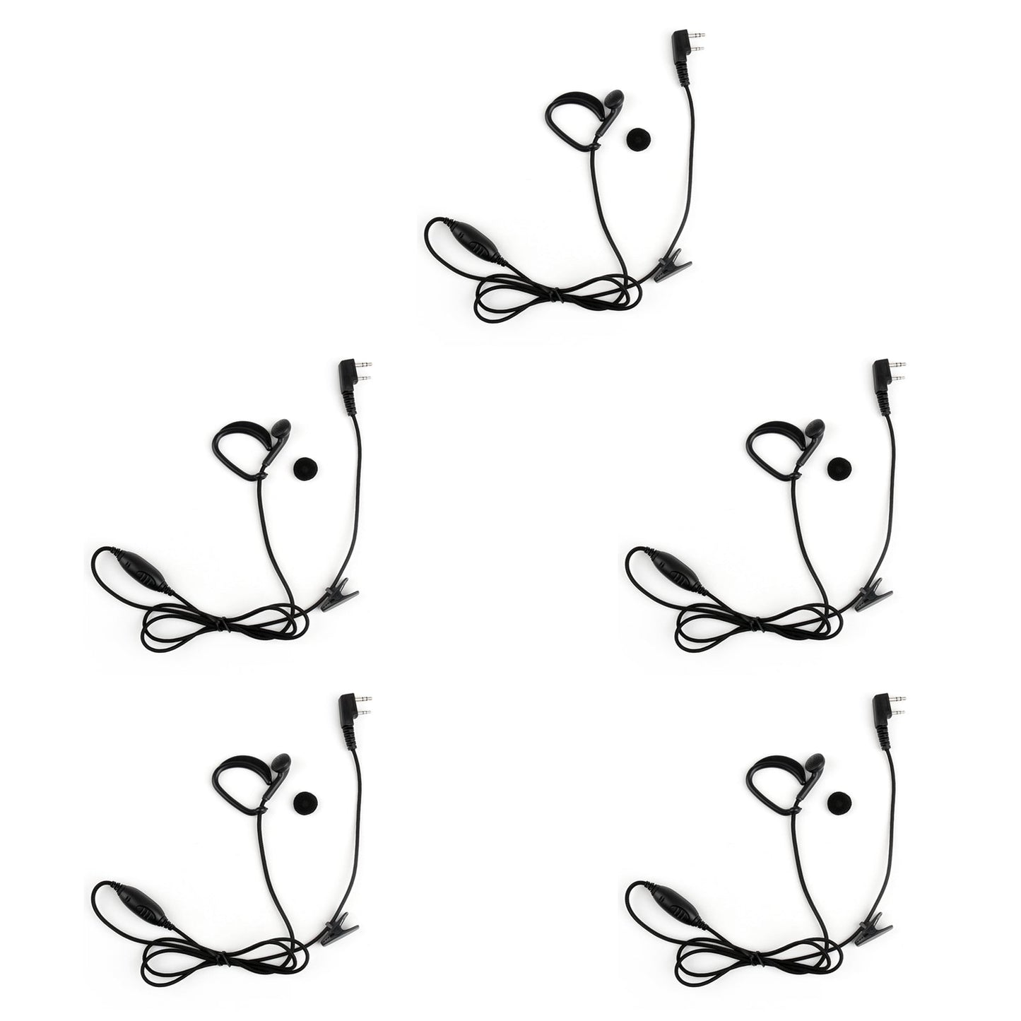 5x Ear-Hook Auricolare Auricolare Mic 2Pin Per Kenwood Puxing Wouxun Baofeng Radio