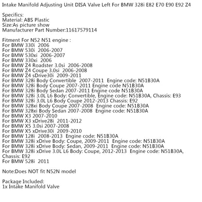 Unità di regolazione collettore di aspirazione valvola DISA sinistra per BMW 328i E82 E70 E90 E92 Z4 generico