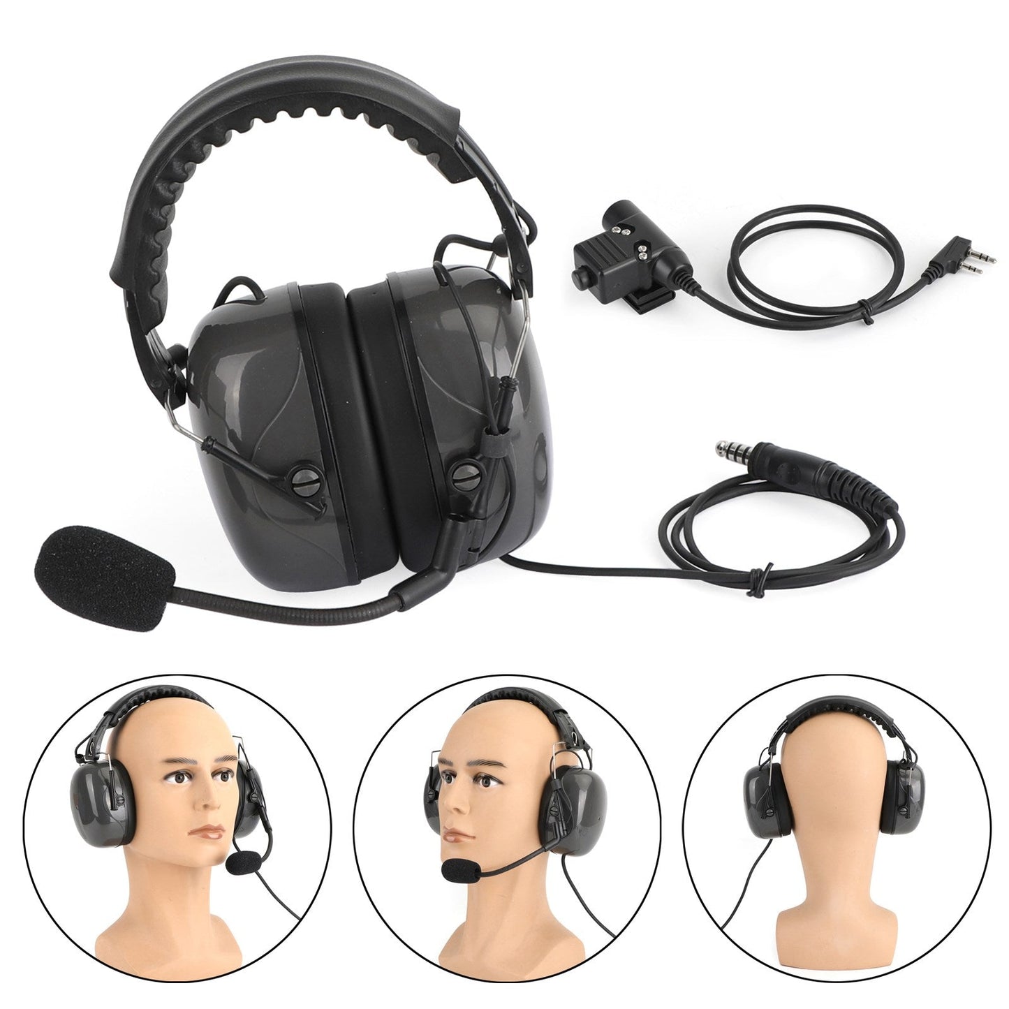 Cuffie regolabili con cancellazione del rumore adatte per Kenwood BaoFeng TK3107 TK3207