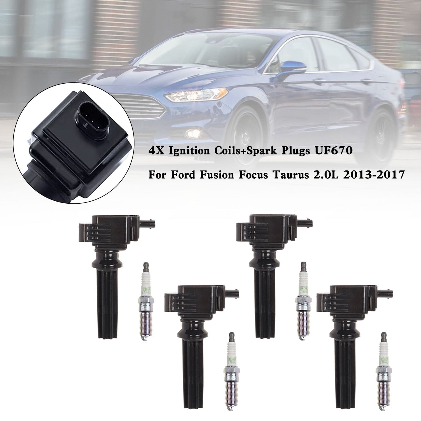 Bobine di accensione 4 porte 4X Ford Edge Limited Sport Utility 2012-2014 + candele UF670